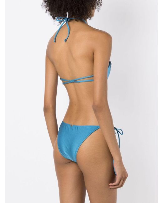 Adriana Degreas Blue Detail-appliqué Bikini Set