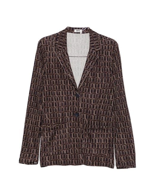 Siyu Brown Geometric-Print Blazer