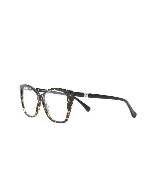 Max Mara Eyewear Black Tortoiseshell Square Frame Glasses