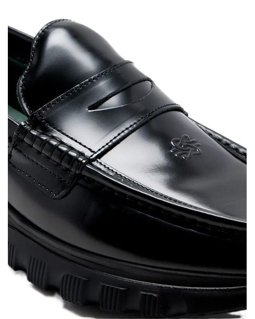 Filling Pieces Black Mocassins À Logo Embossé for men