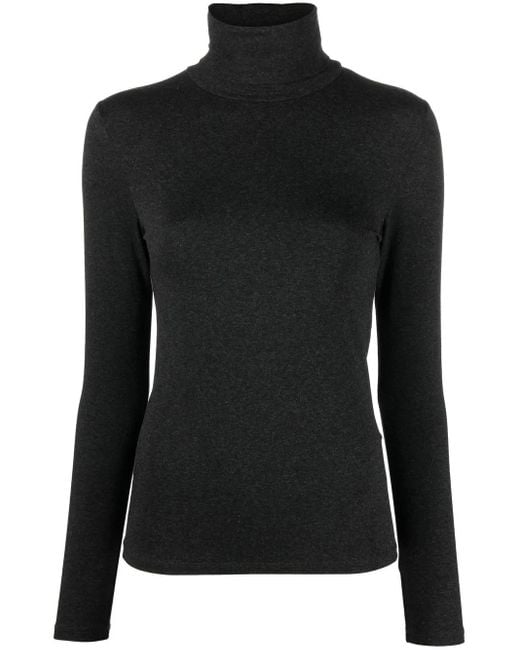 Majestic Filatures Black Long-Sleeve Roll-Neck Shirt