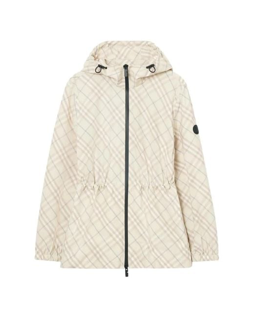 Burberry White Veste Légère À Carreaux