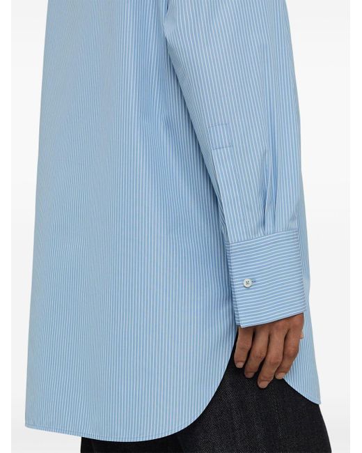 Jil Sander Blue Saturday Striped Cotton Shirt for men