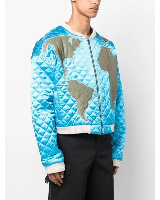 Who Decides War Blue Global Grid Bomber Jacket for men