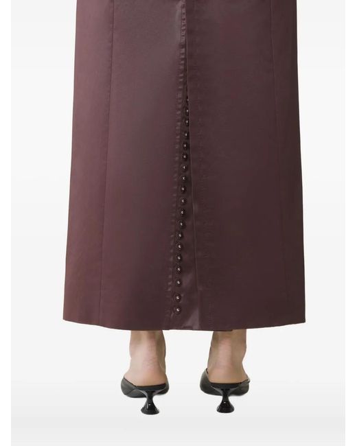 Lanvin Brown Button-Detail Midi Skirt