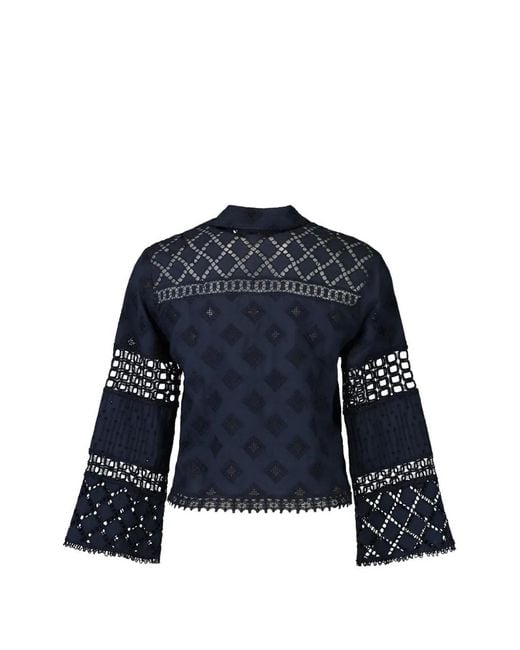 Temptation Positano Blue Aneto Lace-Trim Shirt