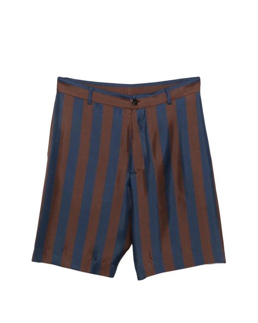 Fendi Blue Striped Silk Shorts for men