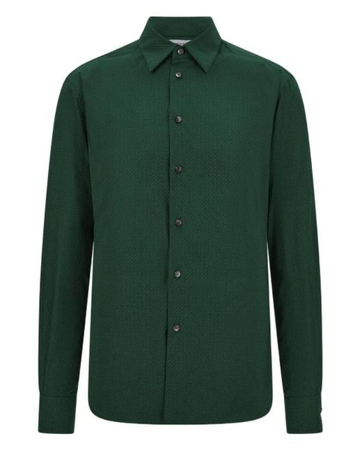 Ferragamo Green Micro-Patterned Shirt for men