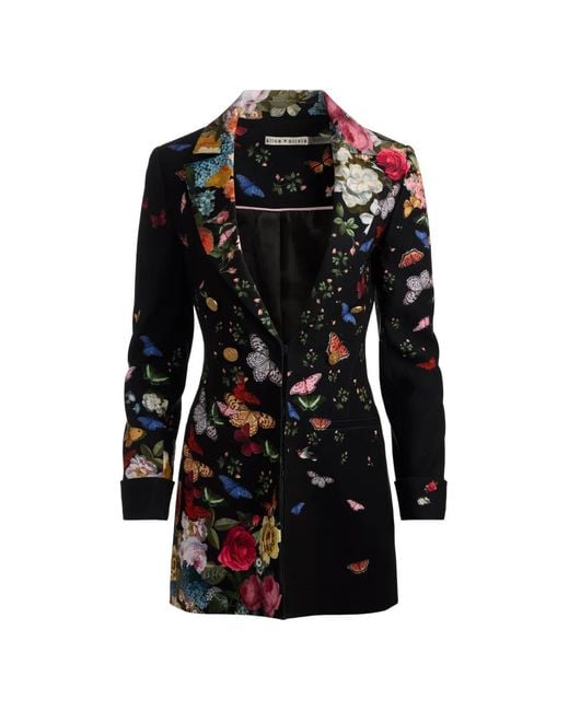 Alice + Olivia Black Mya Floral Blazer