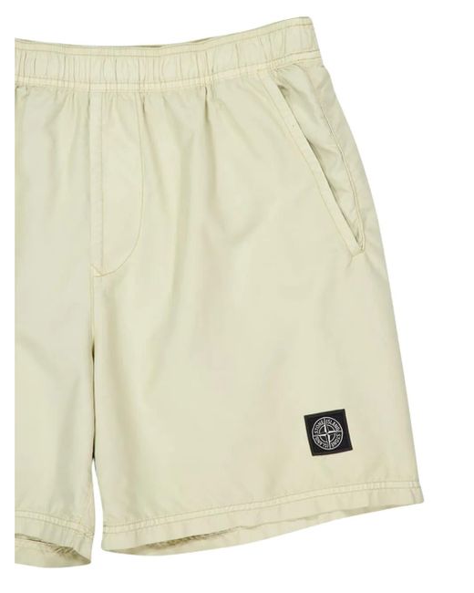 Stone Island Natural B100B09 Logo-Patch Swim Shorts for men