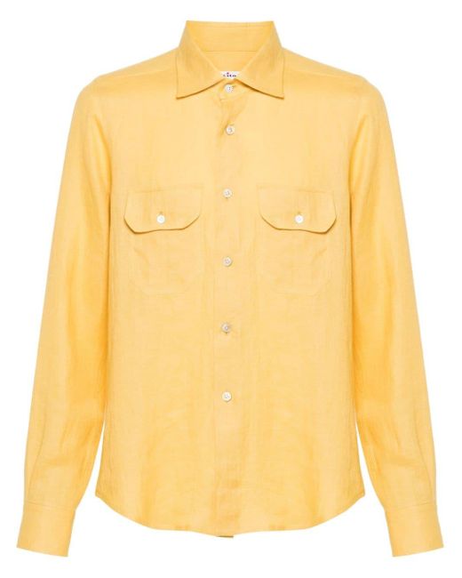 Kiton Leinenhemd mit klassischem Kragen in Yellow für Herren