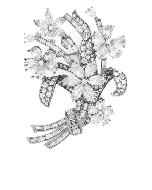 Spilla A Fiori Con Strass di Dolce & Gabbana in White da Uomo