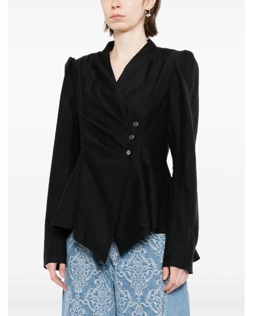 FETICO Black Draped Wrap Blazer