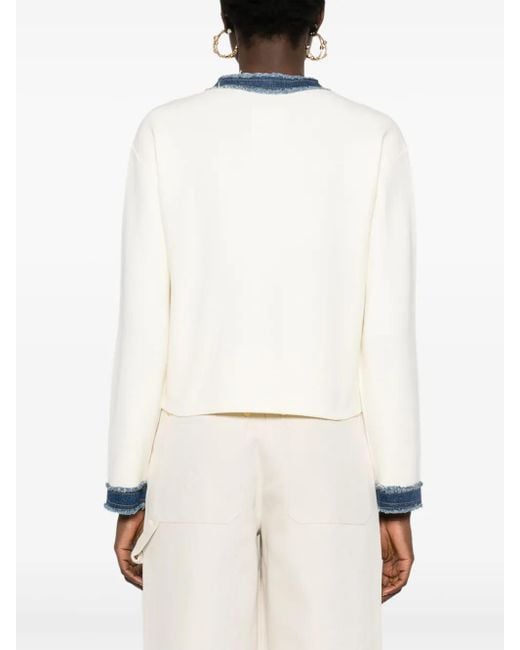 Sandro White Denim-Trim Jacket