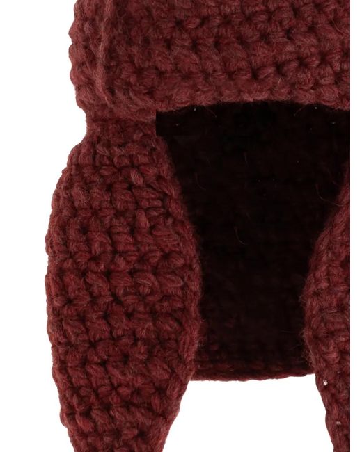 Etro Red Chunky-Knit Ear-Flap Hat
