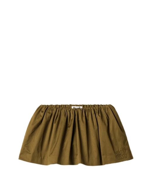 Miu Miu Green Satin Cotton Miniskirt