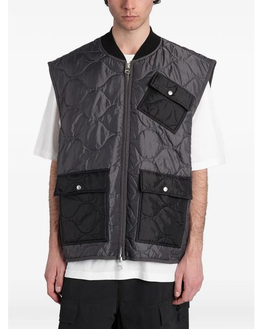 Peacemaker Oamc Gray Pocket-Details Quilted Zip-Up Vest for men