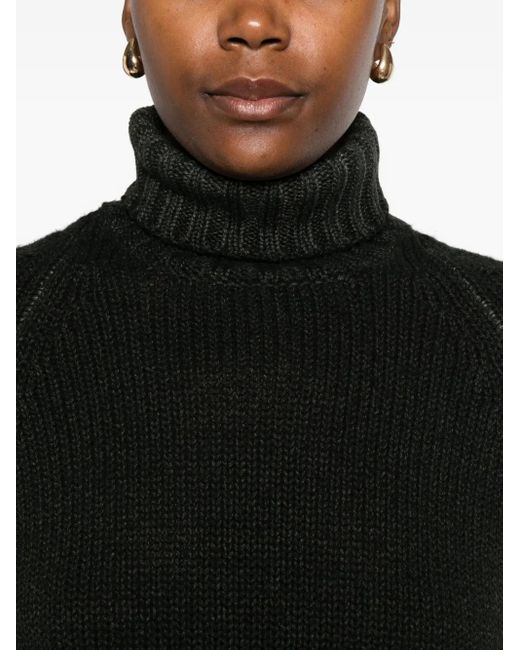 Base London Black Turtleneck Ribbed Sweater