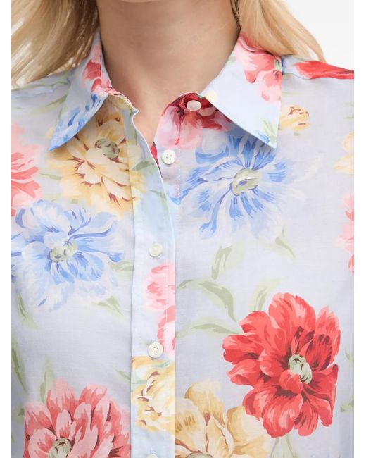 Gant Red Floral-Print Long-Sleeve Shirt