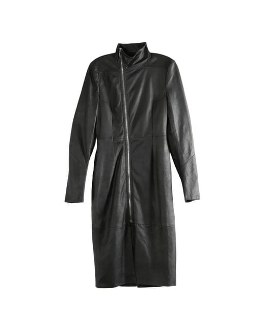 Rick Owens Black Leather Coat