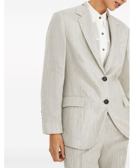 Brunello Cucinelli White Notched-lapels Single-breasted Suit