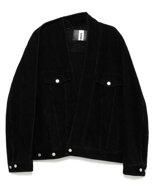 Sankuanz Black Jeansjacke Mit Asymmetrischem Kragen