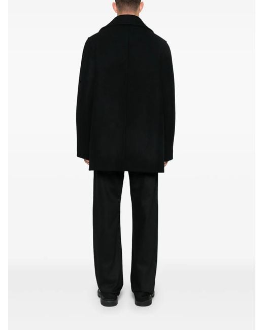 Jil Sander Black Kaban Wool Coat for men