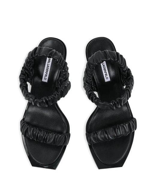 Karl Lagerfeld Black Leather Heeled Sandals