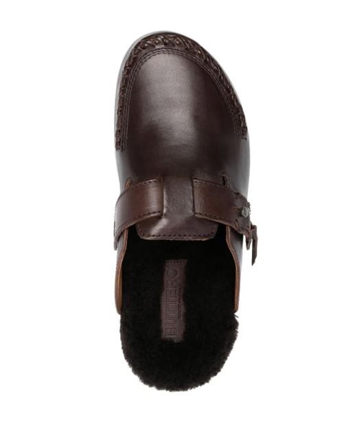 Buttero Brown Glamping Leather Slippers for men