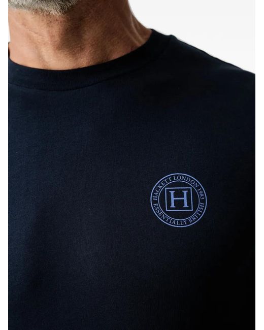 Hackett Blue Logo-Print Crew Neck T-Shirt for men