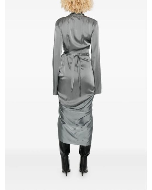 Rick Owens Gray Draped Wrap Dress