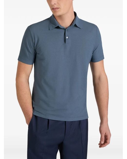 Slowear Blue Buttoned Polo Shirt for men