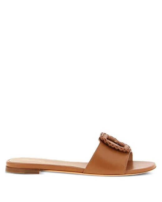 Santoni Brown Corolle Woven Sandals