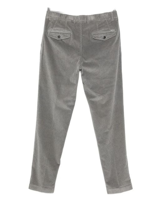 Peserico Gray Pleated Corduroy Pants for men