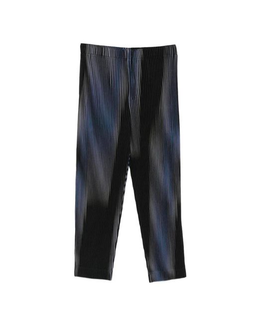 Homme Plissé Issey Miyake Blue Plissé-Effect Printed Trousers for men