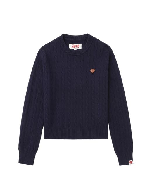 A Bathing Ape Blue Cable-Knit Patch Sweater