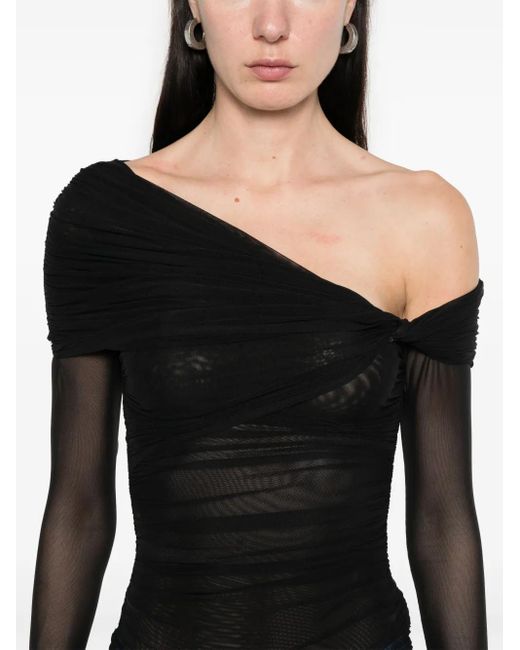 Mugler オフショルダー ボディスーツ Black