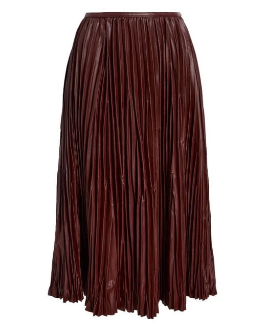 Proenza Schouler Rosalyn Geplooide Leren Midi-Jurk in het Purple