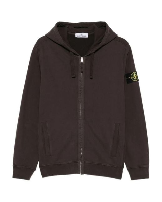 Stone Island Black Zip-Up Hoodie for men