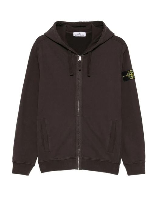 Stone Island Men's Black Zip-Up Hoodie