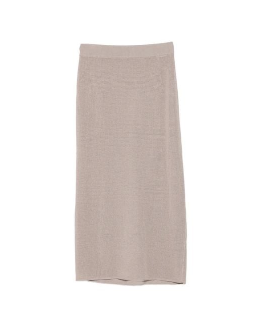 Alysi White Perforated Midi Skirt