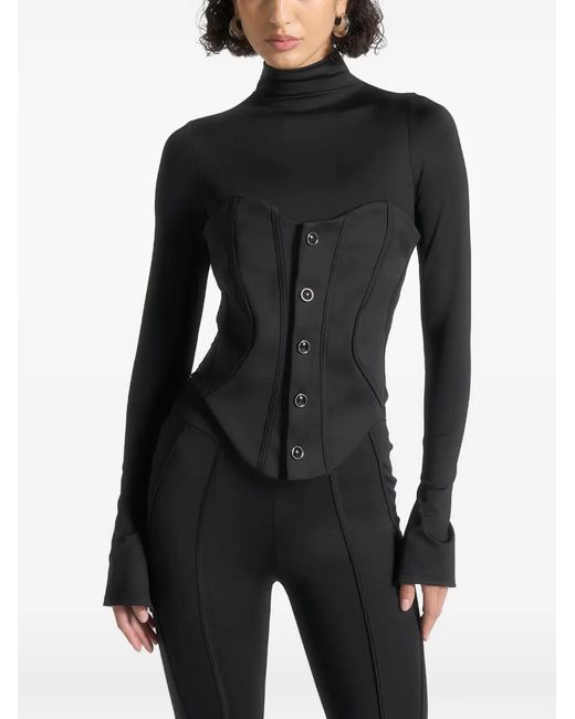 Manière De Voir Black Contour Jumpsuit With Buttoned Corset