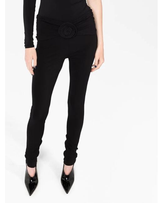 Magda Butrym Black leggings With Floral Detail