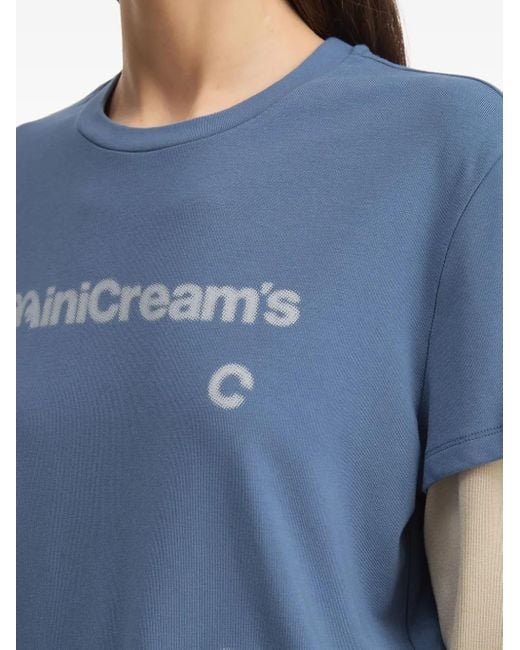 Mini Cream Gelaagde Top Met Grafische Print in het Blue