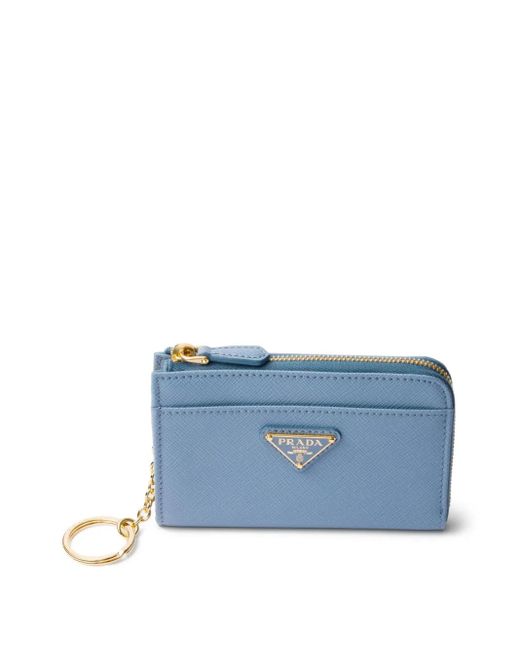 Prada Blue Saffiano Keychain for men