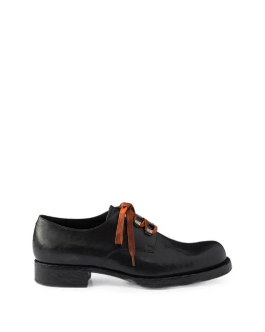 Prada Black Antiqued Leather Lace-Up Shoes for men
