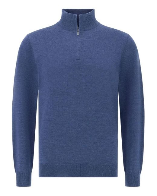 Boggi Trui Met Halve Rits in het Blue voor heren