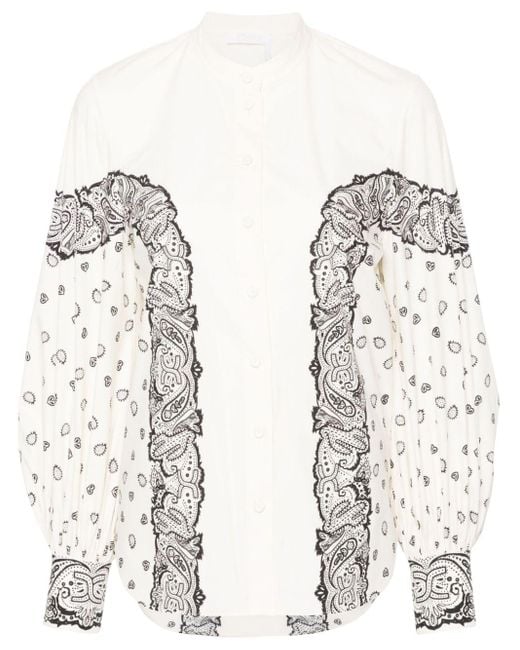 Chloé White Graphic-print Cotton Shirt