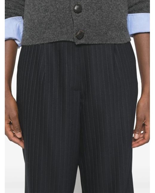 Miu Miu Black Pinstriped Straight-Leg Trousers