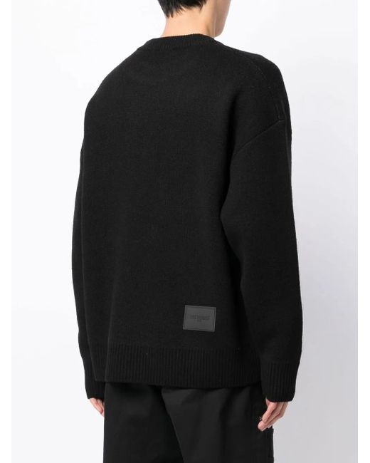 we11done Black Logo-Embroidered Jumper